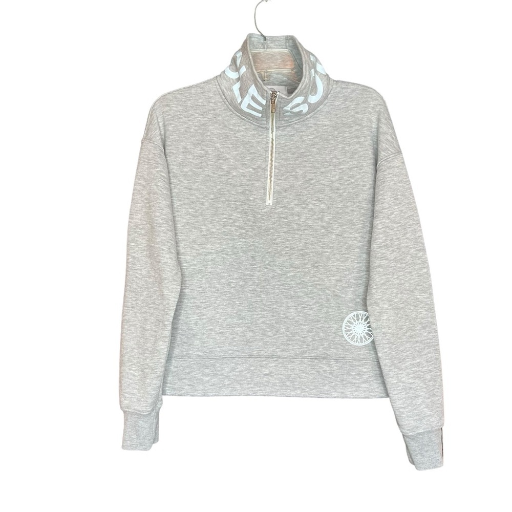 SoulCycle Light Gray 1/4 Zip Funnel Neck Sweatshirt XS Reflective Logo